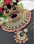 Blush Pink Choker Sieradenset | Ketting, Oorbellen & Maang Tikka