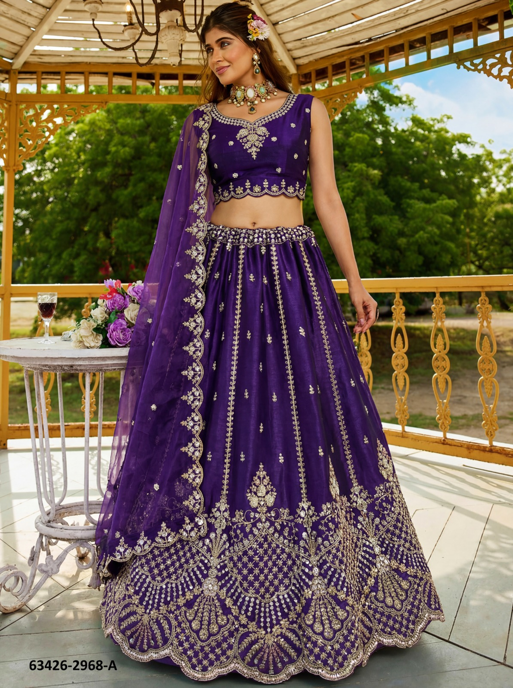 Purple Satin Lehenga – 63426-2968-A