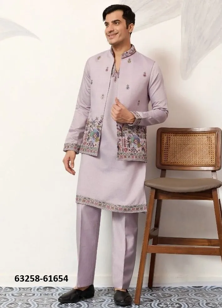 Isaac – Heren Kurta Pajama | Full Stitched | Viscose Silk met Thread & Sequins Borduurwerk