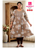 Liva Ghera Big Size Kurti - Taupe met Bloemenprint | Plus Size