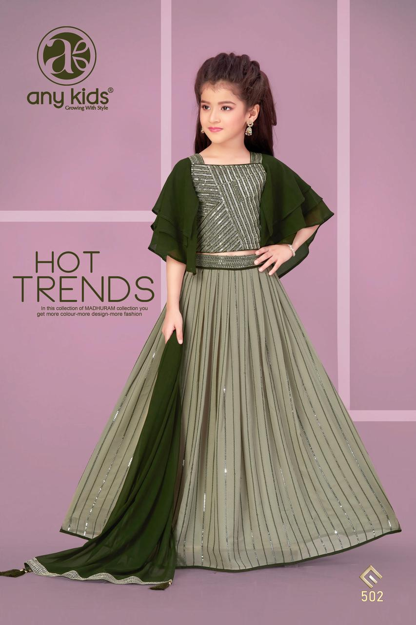 Little Lady - Donkergroen & Salie Lehenga Set