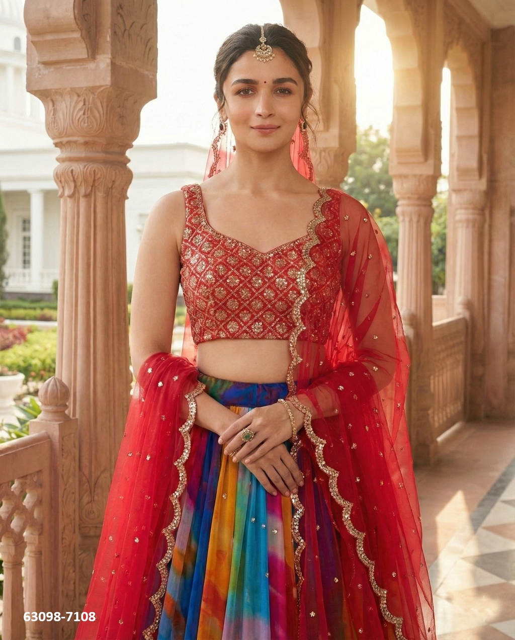 Multicolor Georgette Lehenga Set