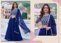 Navy Blue Georgette Embroidery Lehenga Set
