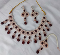 Burgundy Royale Sieradenset | Ketting, Oorbellen & Maang Tikka