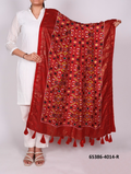 Tussar Silk Bandhani Patola Dupatta - Rood Geometrisch