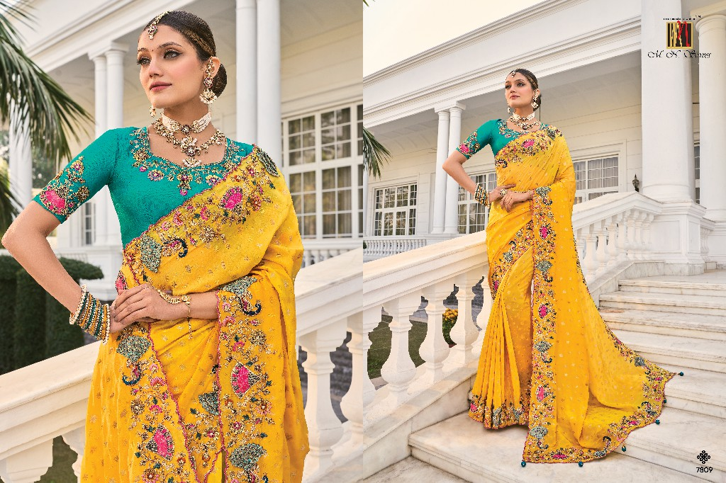 Shahi Poshak - Zonnegeel & Teal Bridal Saree