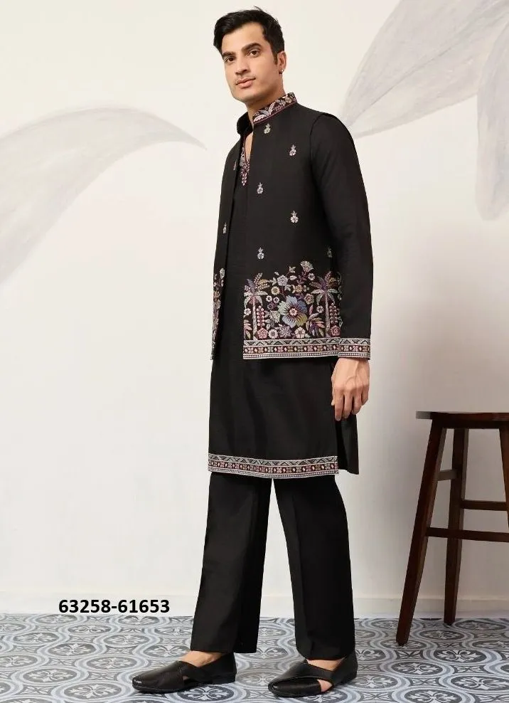 Isaac – Heren Kurta Pajama | Full Stitched | Viscose Silk met Thread & Sequins Borduurwerk