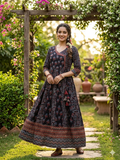 Rakha Kurti - Donkerpaars Bloemenprint