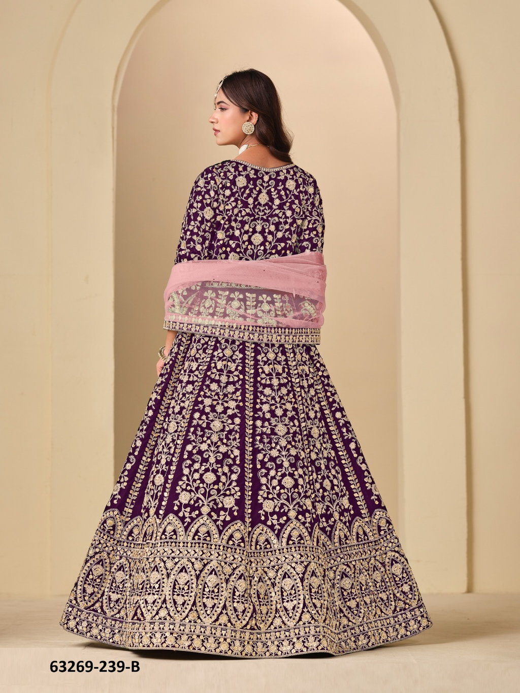 Purple Velvet Anarkali Floor-Length Suit