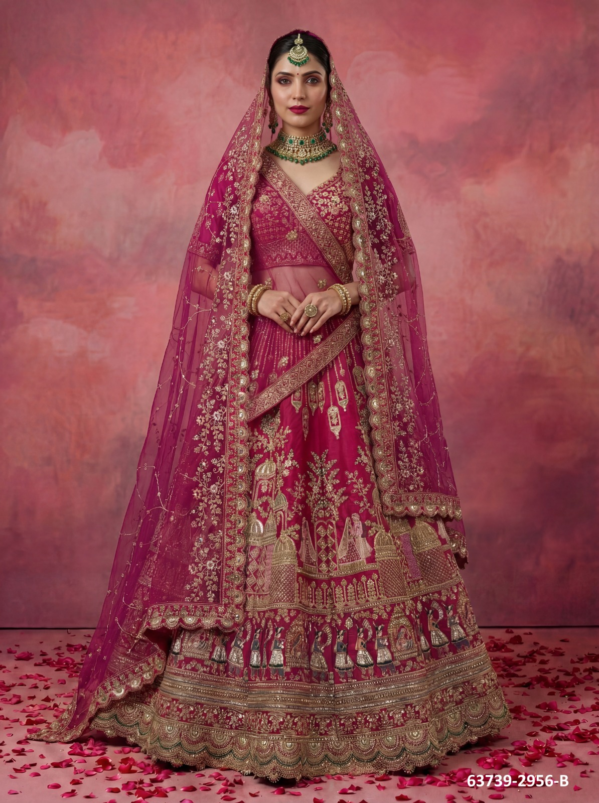 Magenta Bridal Silk Lehenga – 63739-2956-B