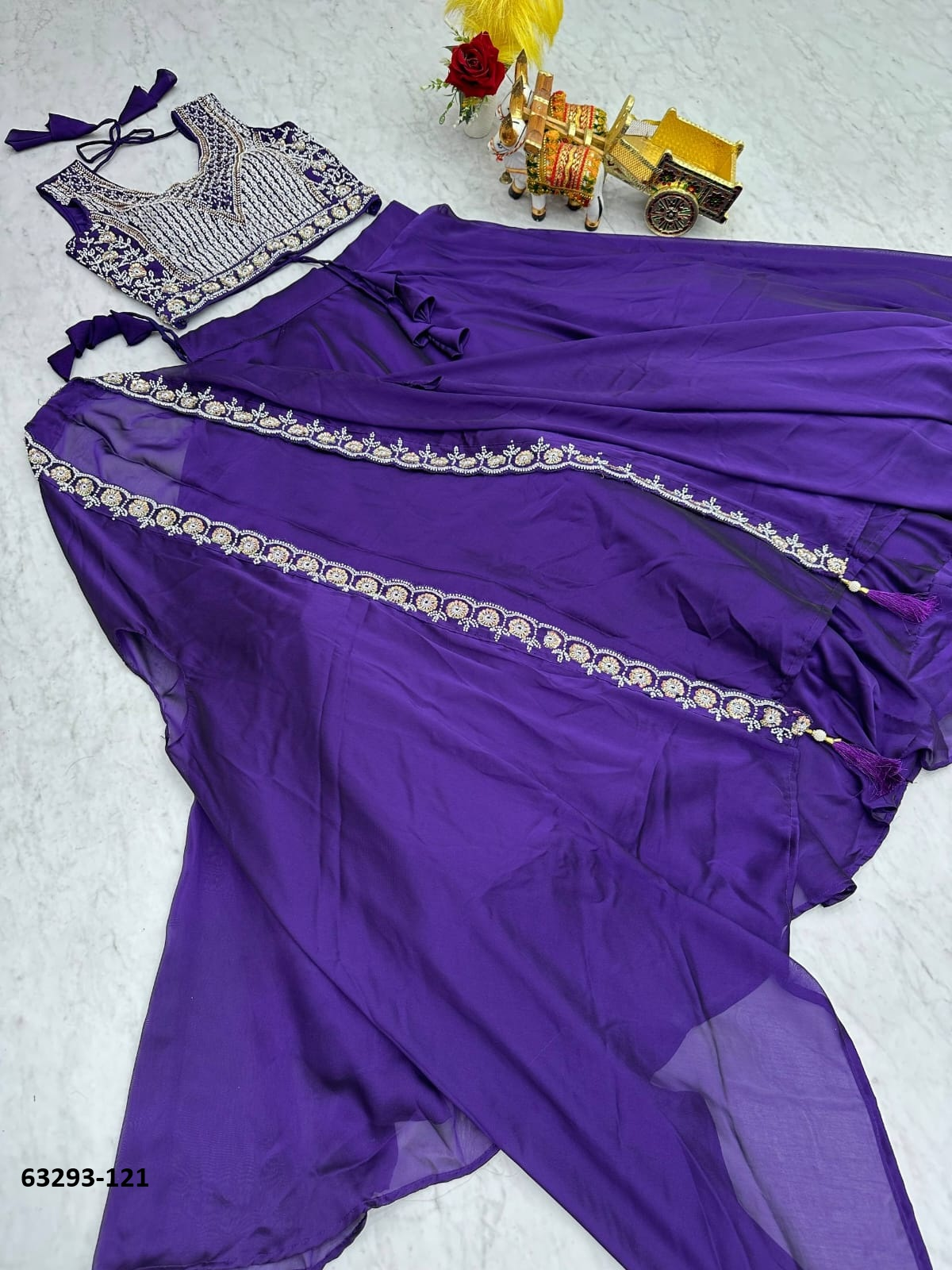 Purple Silk Embroidery Lehenga Set