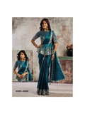 SELENE Ready-to-Wear Saree – Petrolblauw