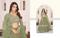 Olive Green Georgette Sequins Lehenga Set