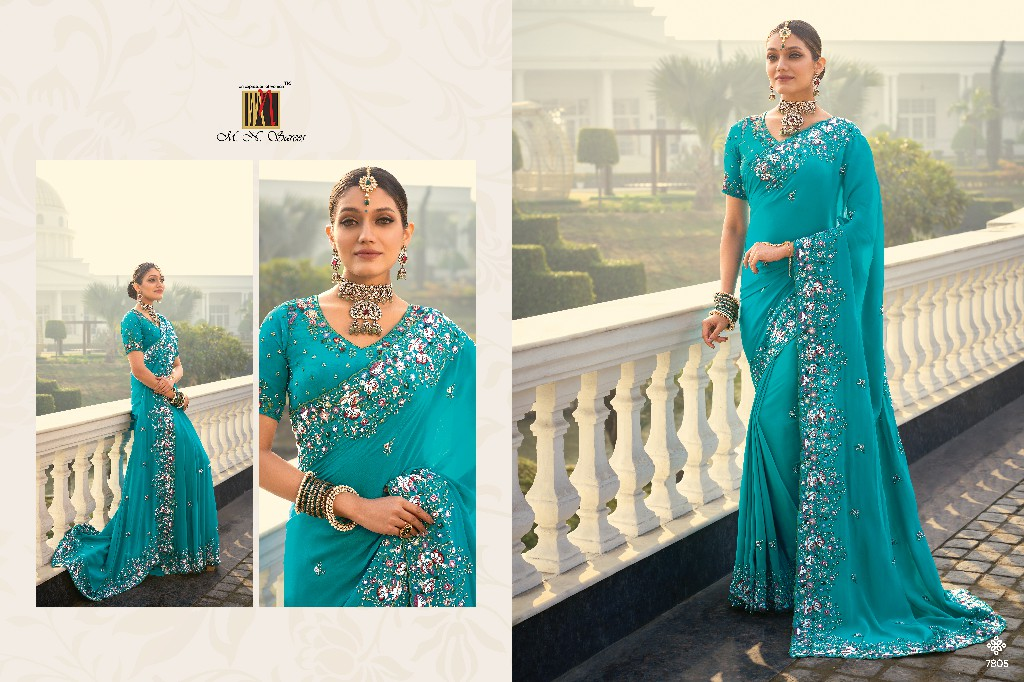 Shahi Poshak - Turquoise Bloemen Bridal Saree