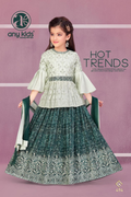 Little Lady - Mintgroen & Smaragd Lehenga Set