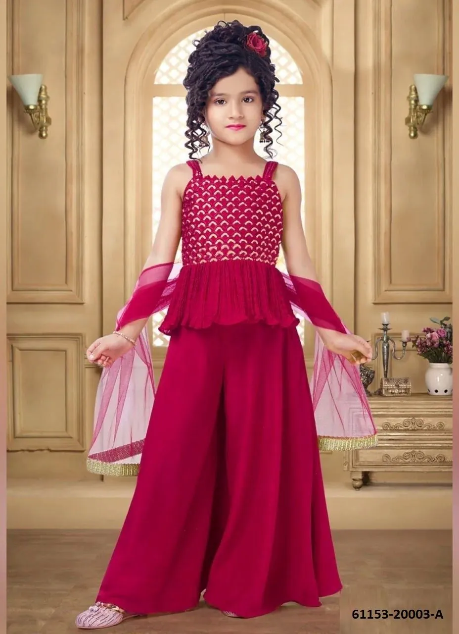Paree – Meisjes Feestoutfit | Full Stitched | Poly Crape met Net Dupatta