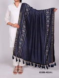 Tussar Silk Bandhani Patola Dupatta - Donkerblauw
