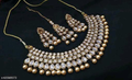 Kundan Champagne Sieradenset | Ketting & Oorbellen