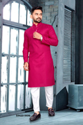 Heren Kurta Pajama - Fuchsia Pure Slub Cotton (9496)