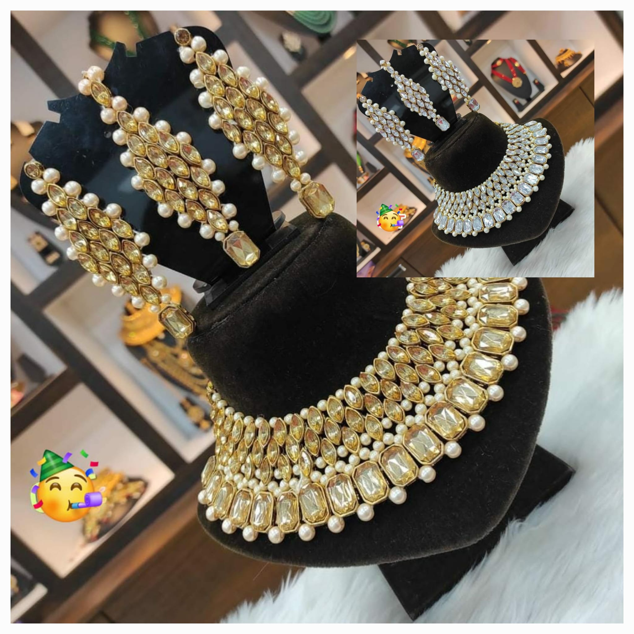 Kundan Gold Sieradenset | Ketting & Oorbellen