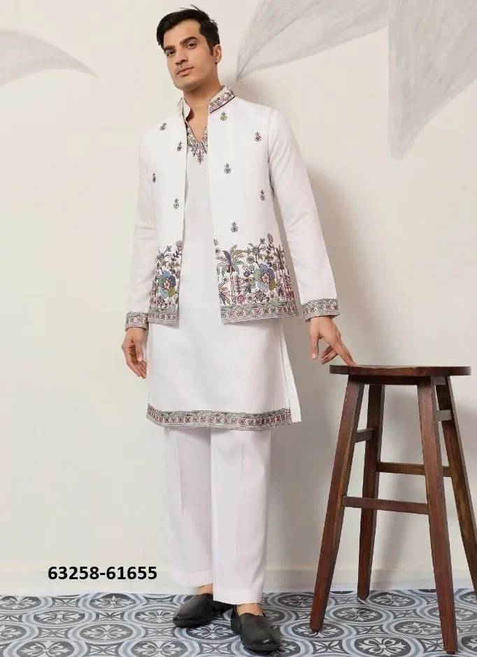 Isaac – Heren Kurta Pajama | Full Stitched | Viscose Silk met Thread & Sequins Borduurwerk