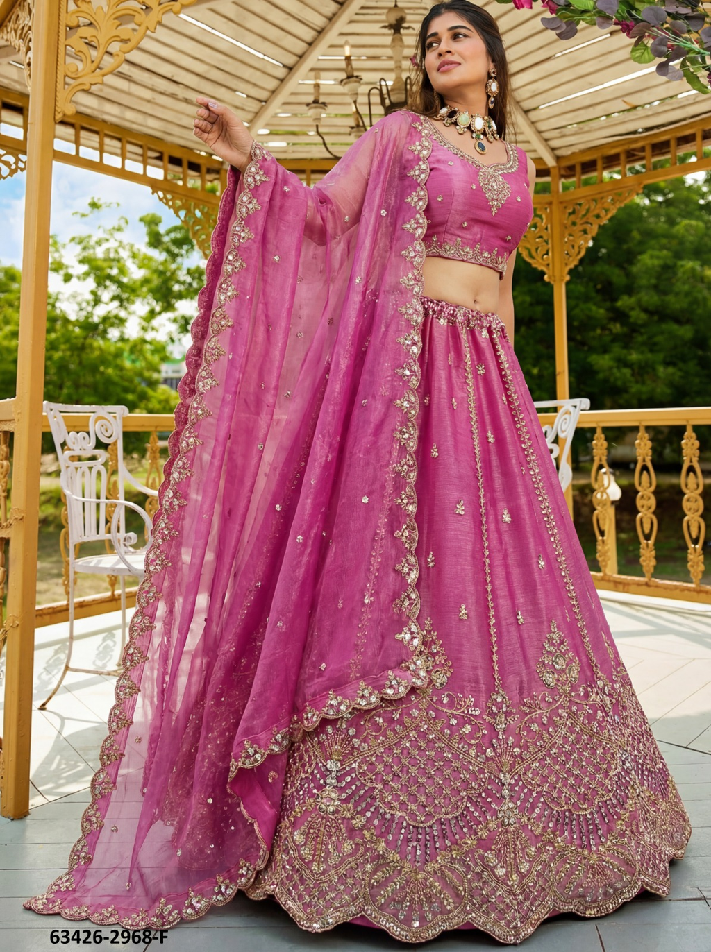 Pink Satin Lehenga – 63426-2968-F