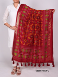 Tussar Silk Bandhani Patola Dupatta - Bordeaux