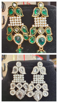 Kundan Statement Oorbellen | Groen & Wit
