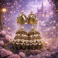 Olijfgroene Jhumka Oorbellen | Kundan & Parels