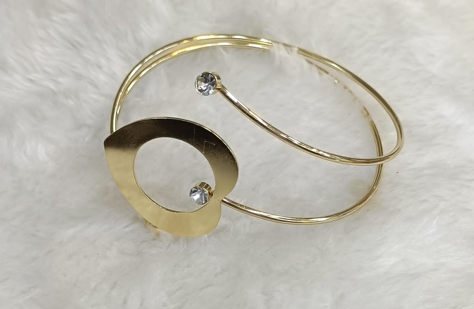 Gouden Geometrische Bajuband met Kristal - Bovenarmband