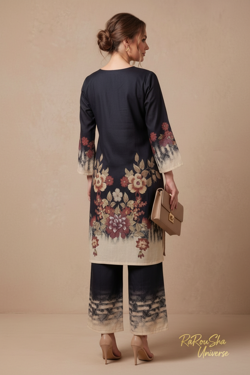 Co-ord Set Navy Blauw – Rugkant