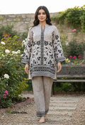 Lora Vogue Co-ord Set - Crème met Zwarte Rozen Print