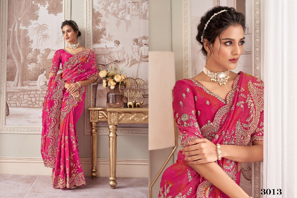 Sanjana Bridal - Fuchsia Bloemen Bridal Saree