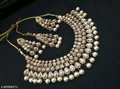 Kundan Ivory Parel Sieradenset | Ketting & Oorbellen