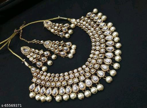 Kundan Ivory Parel Sieradenset | Ketting & Oorbellen