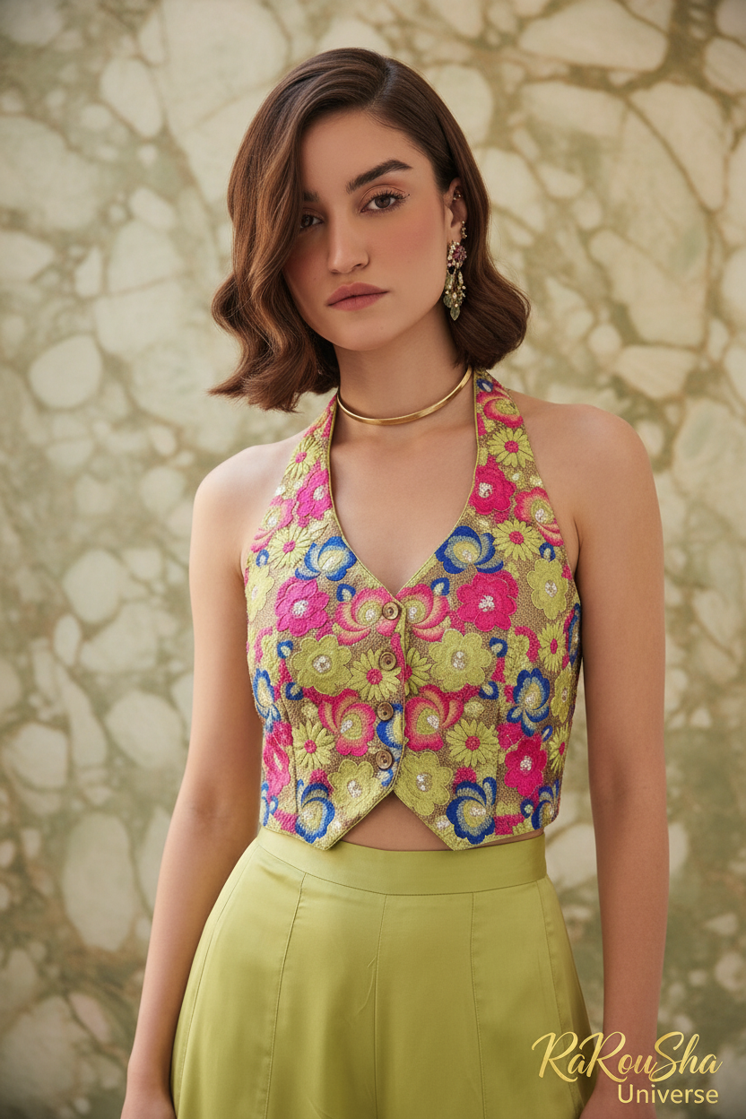 Lime Green Waistcoat close-up - marmer
