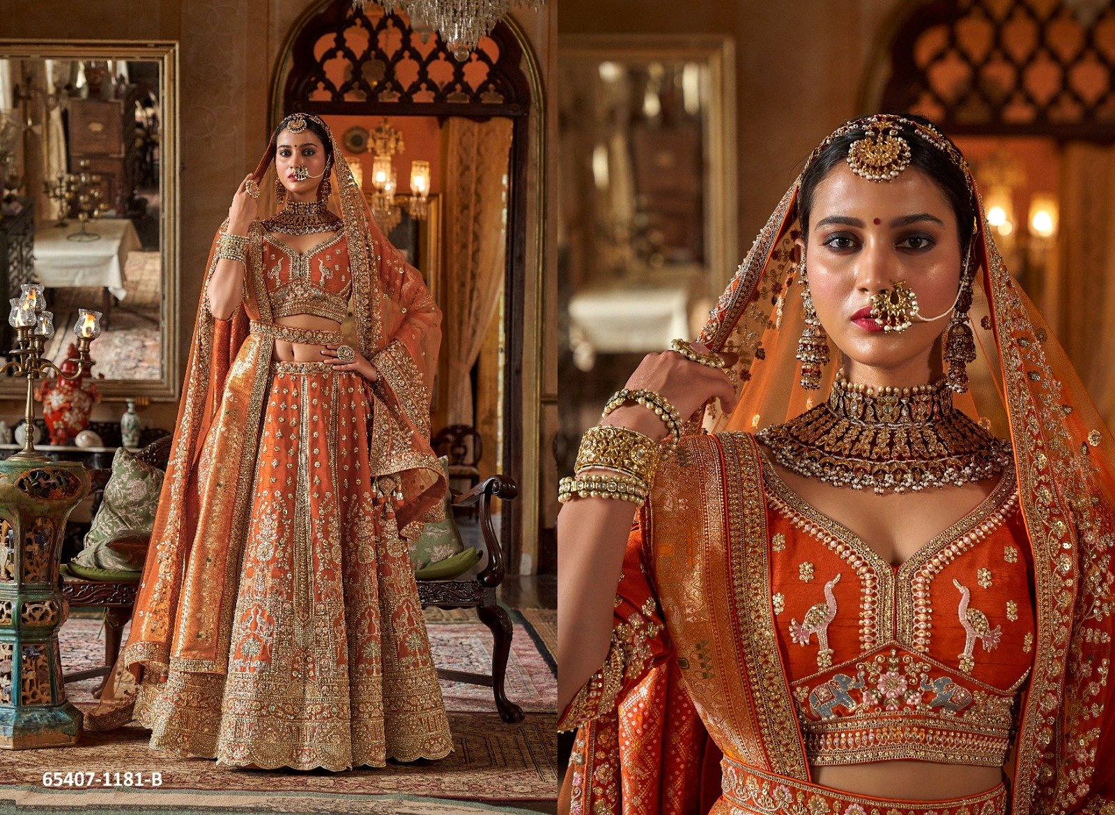 Burnt Orange Bridal Lehenga – 65407-1181-B
