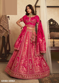 Fuchsia Pink Banarasi Silk Bridal Lehenga – 63582-10362