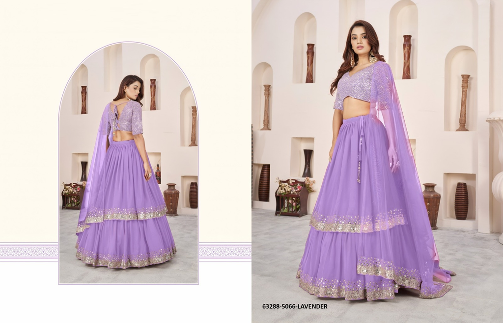 Lavender Georgette Sequins Lehenga Set