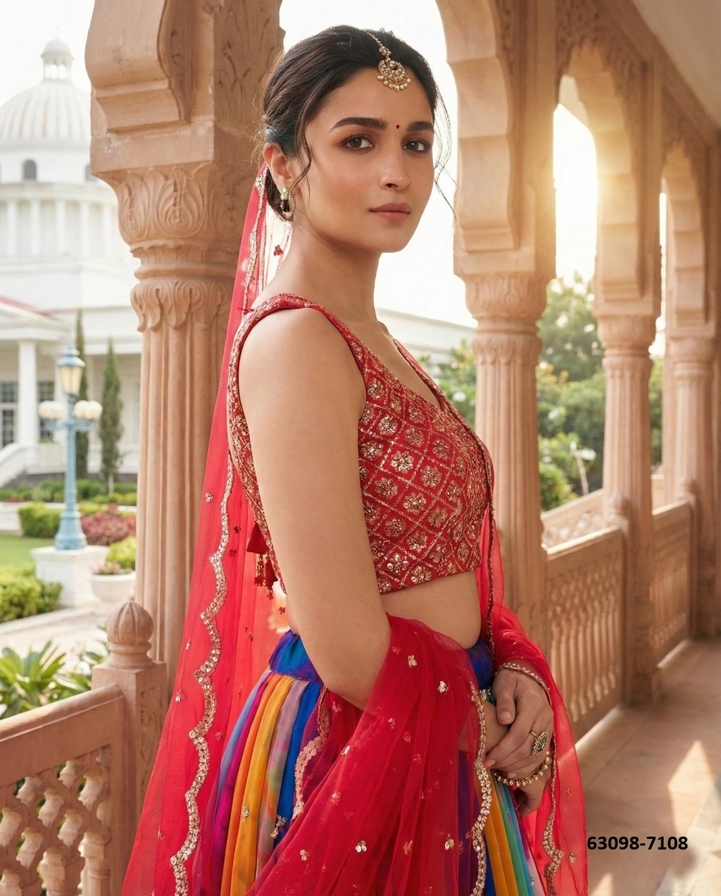 Multicolor Georgette Lehenga Set