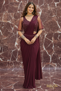 Pankhudi Wine Saree marmeren achtergrond full