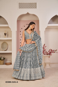 Steel Blue Net Embroidery Lehenga – 65388-2101-A