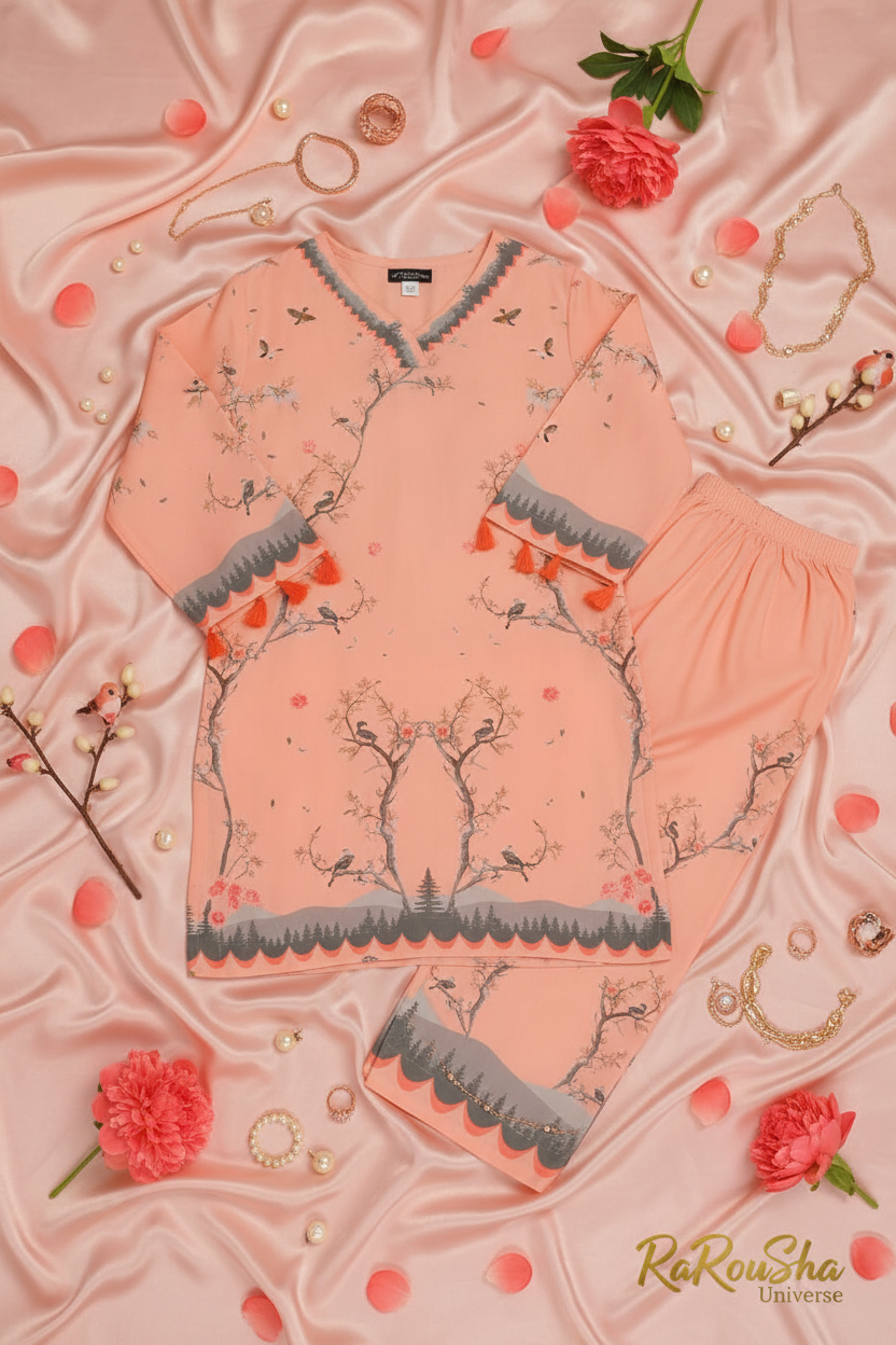 Girls Kurti Set Perzik – Flat Lay Zijde