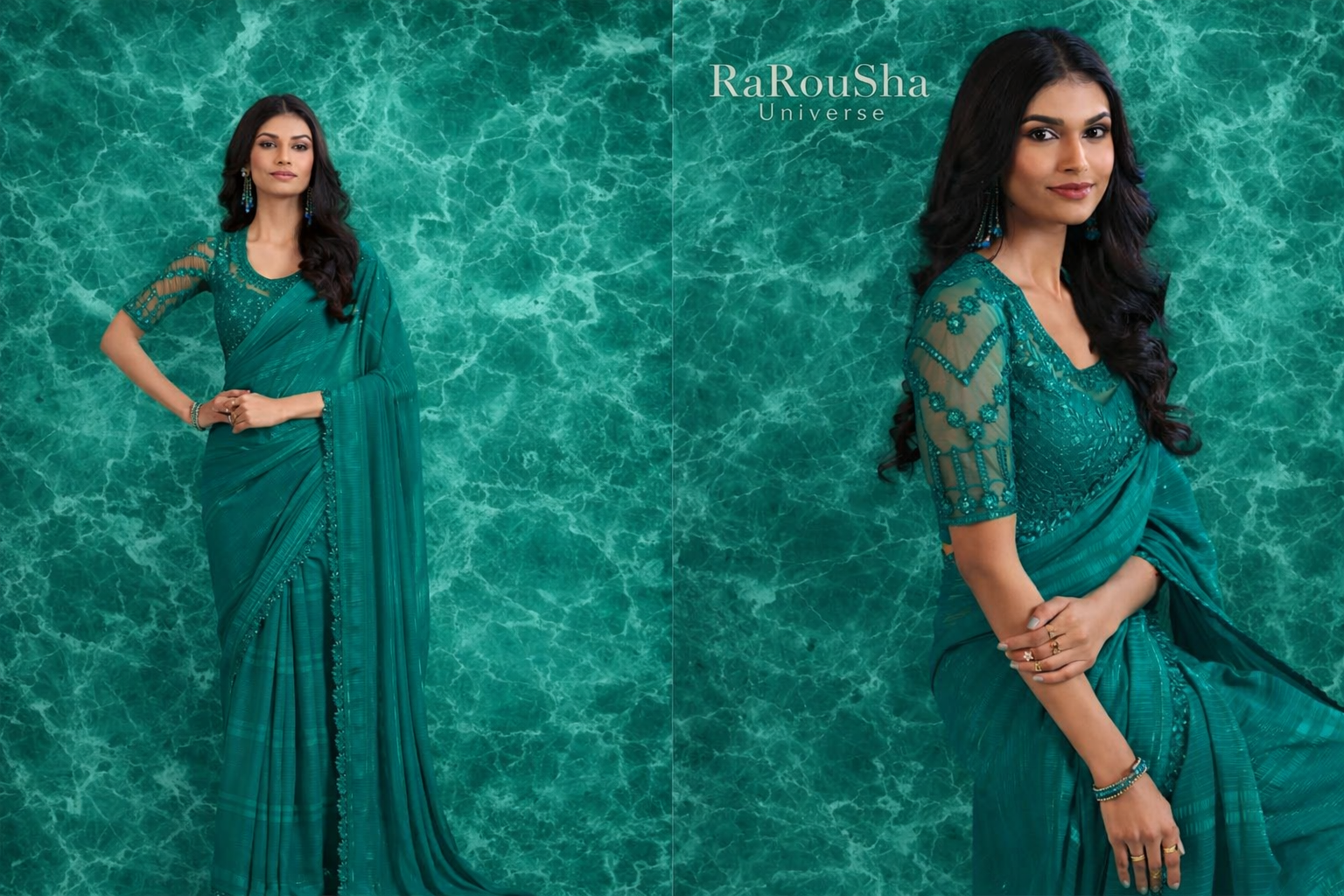 Dames Saree — Teal Groen