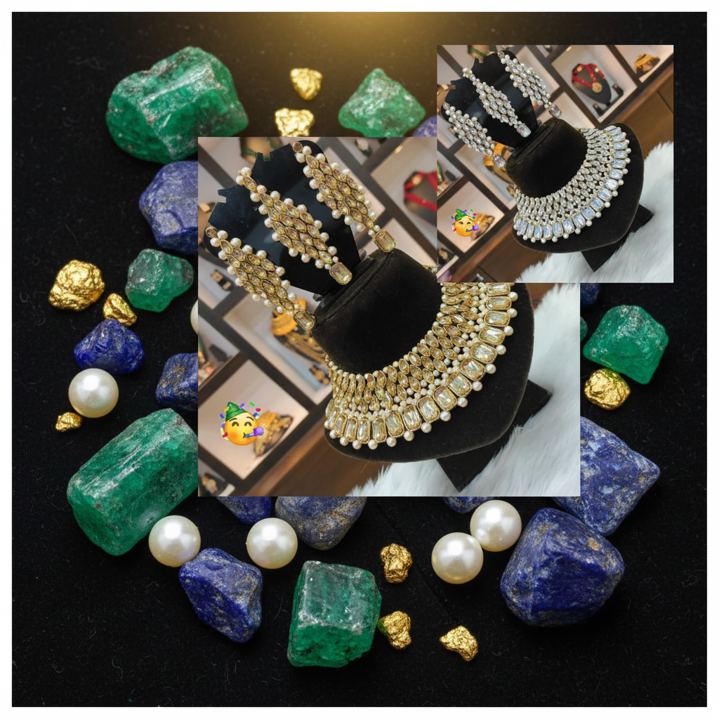 Kundan Gold - Edelstenen zwart