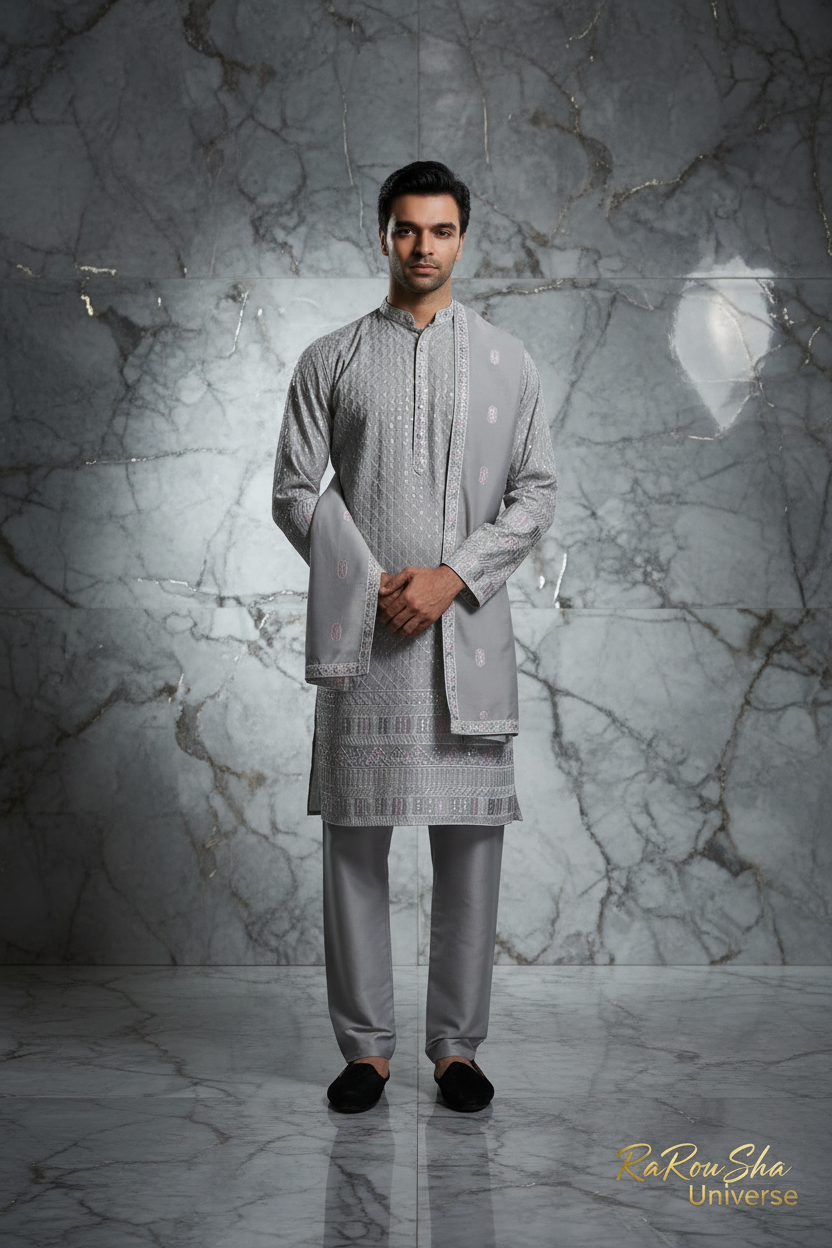 Kurta Pyjama Dupatta Grijs - Foto 1