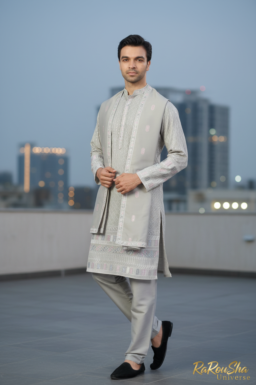 Kurta Pyjama Dupatta Grijs - Foto 2