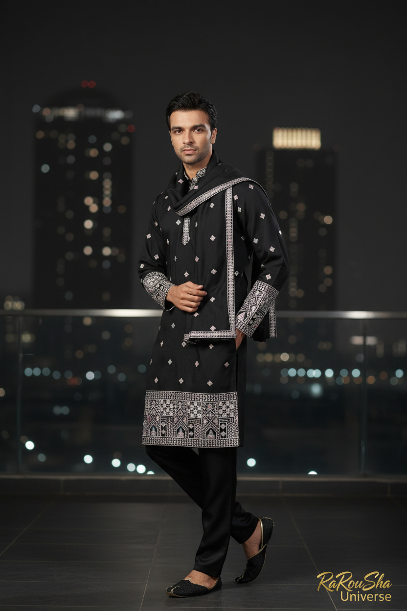 Kurta Pyjama Dupatta Zwart - Foto 2 (nieuwe pose)