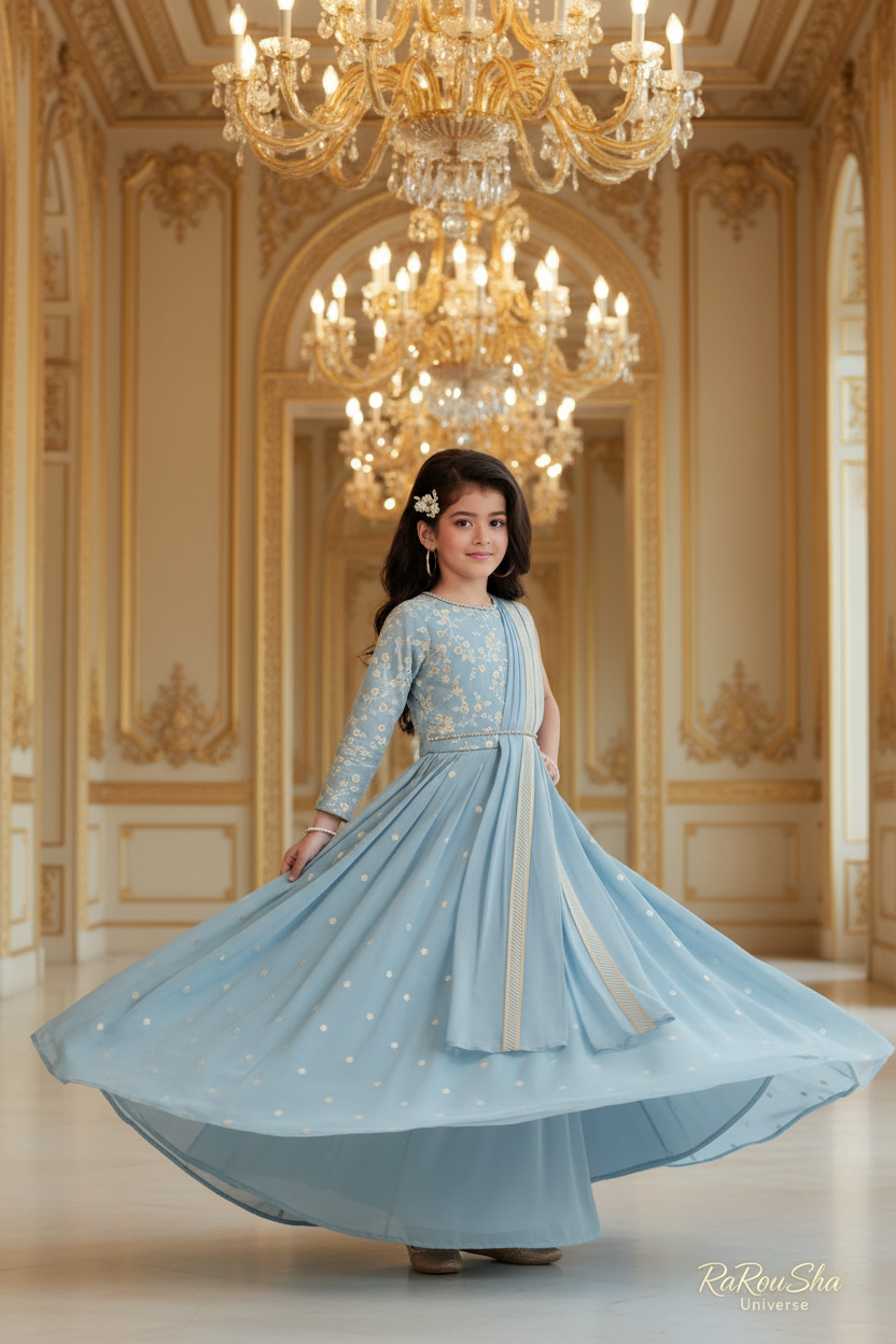 Lichtblauw Anarkali - Paleis