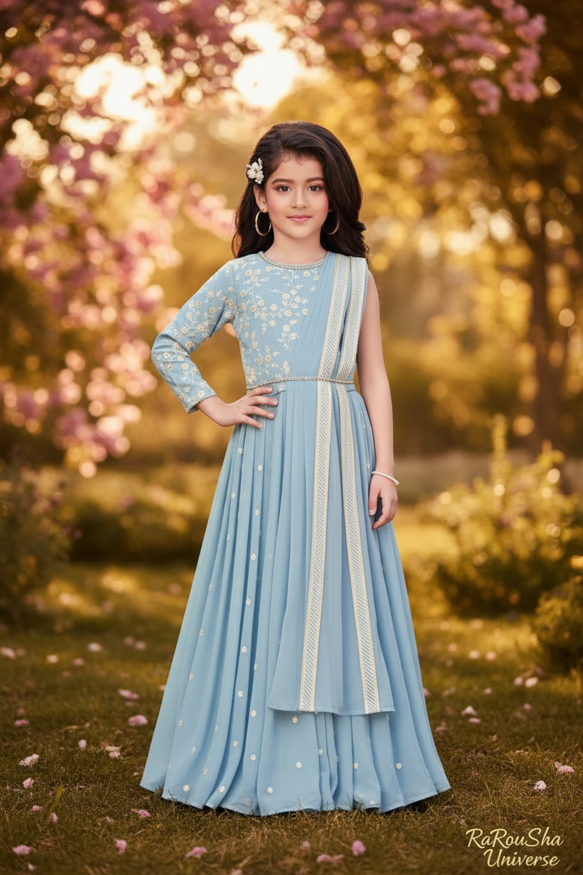 Lichtblauw Anarkali - Tuin